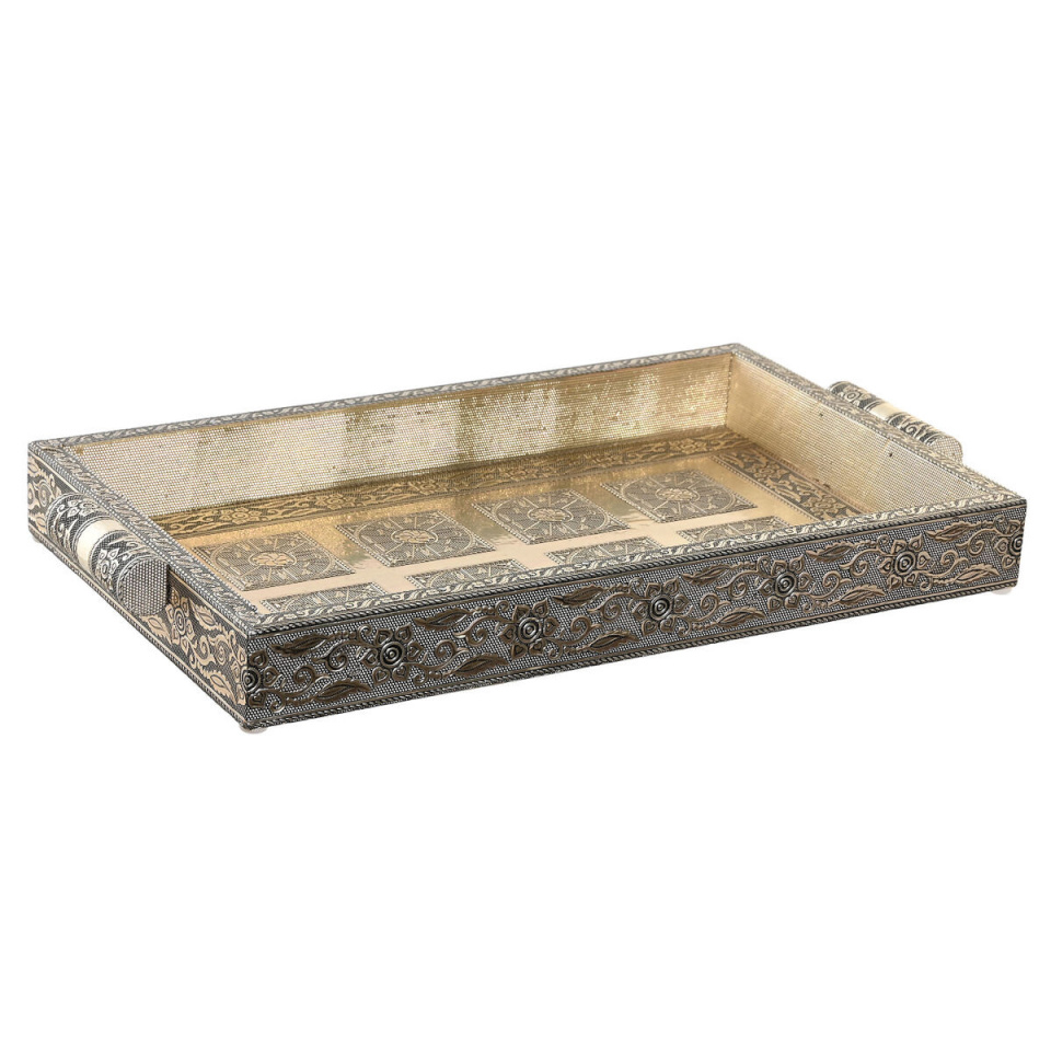 DKD Home Decor kandik Šampanja Metall Puit 36x22x4cm Indiaan