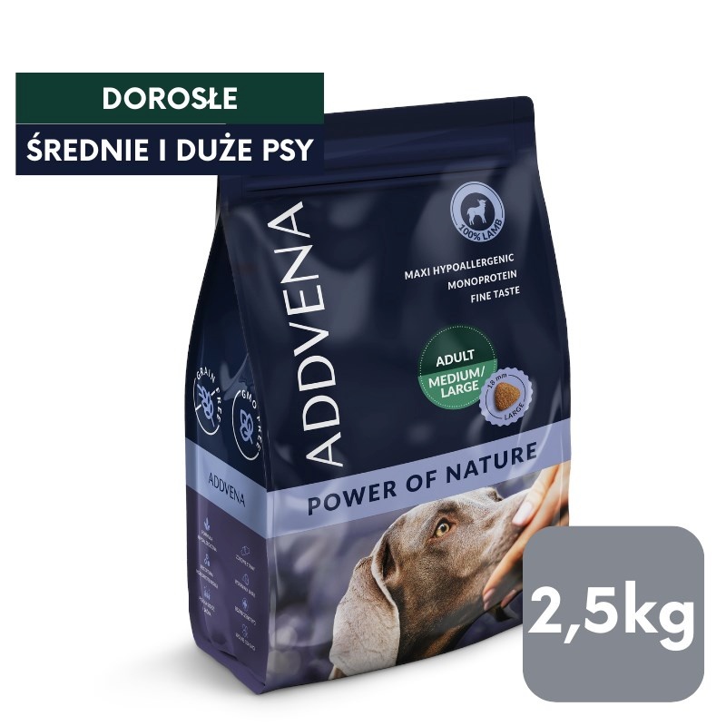 Addvena kuivtoit koerale POWER OF NATURE dla Adults psów średnich i dużych ras 2,5kg