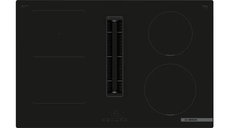 Bosch Õhupuhastiga pliidiplaat , 4 x induktsioon, 80 cm, 595 m3/h, 69 dB, lõigatud serv, must