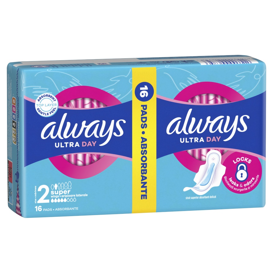 Always Ultra Size 2 Päeva Hügieenisidemed Tiibadega, Long, 16 tk