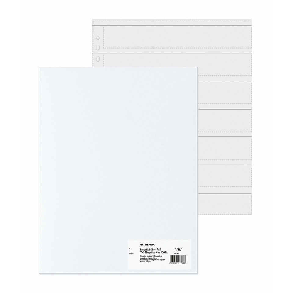 Herma negatiivitasku PP clear 100 Sheets/5-Strips 7767
