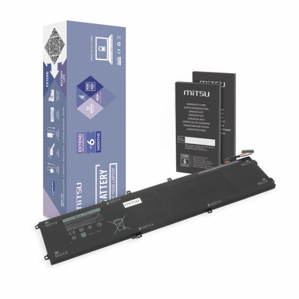 Mitsu sülearvuti aku for Dell XPS 15 9550 - 6GTPY 8500 mAh (97 Wh) 11.4 Volt