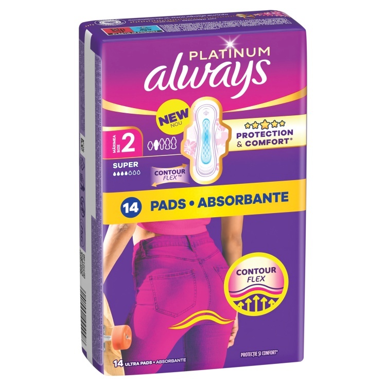 Always Platinum Super Size 2 Hügieenisidemed Tiibadega, 14 tk