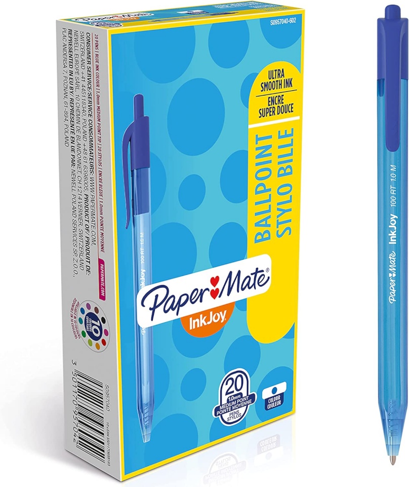 Paper Mate pastapliiats Inkjoy 100 sinine, 20tk