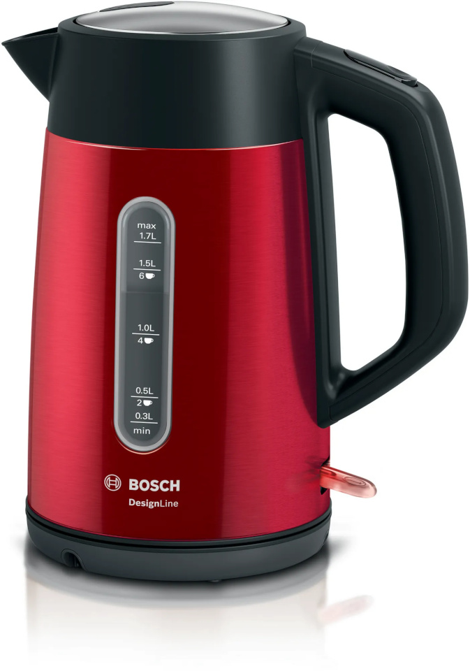 Bosch veekeetja TWK4P434 DesignLine Electric Kettle 1,7L, punane/must