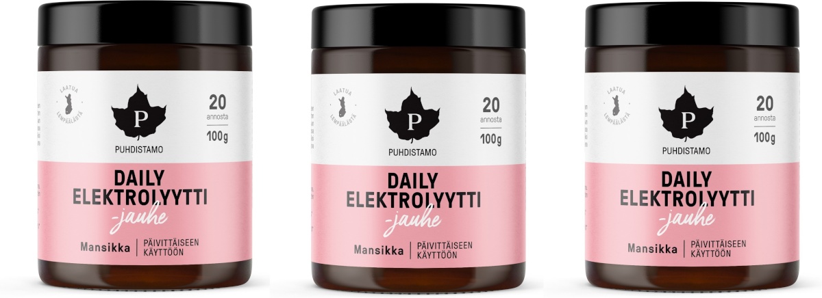 Puhdistamo spordijoogipulber Daily Electrolyte Strawberry, 100g, 3-pakk