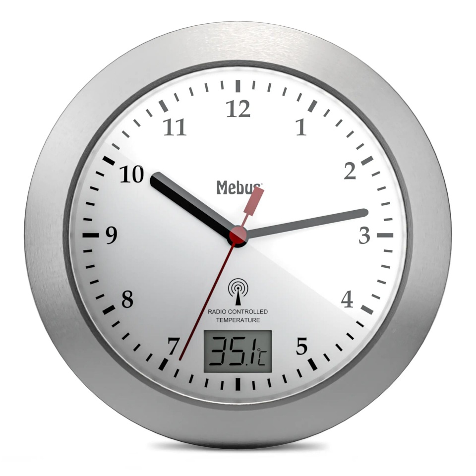 Mebus seinakell 41124 Radio Bathroom Clock, hõbedane