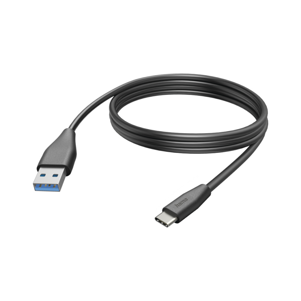 Hama laadimiskaabel Charging Cable, USB-A, USB-C, 3m, must