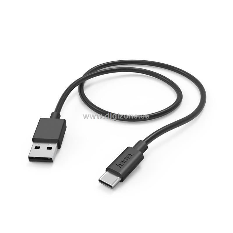 Hama laadimiskaabel Charging Cable, USB-A, USB-C, 1m, mus