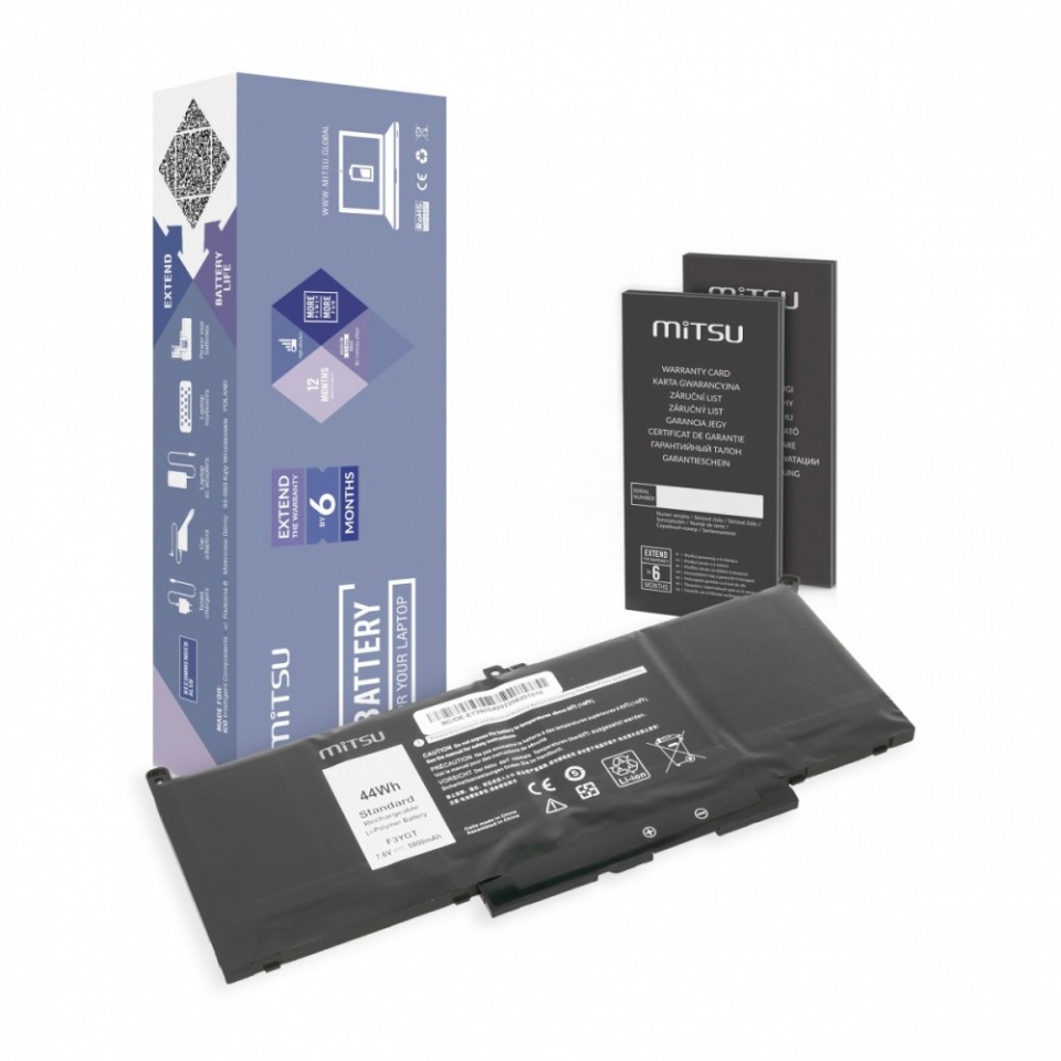 Mitsu sülearvuti aku for Dell Latitude 7390, 7490 5800 mAh (44 Wh) 7.6 - 7.4