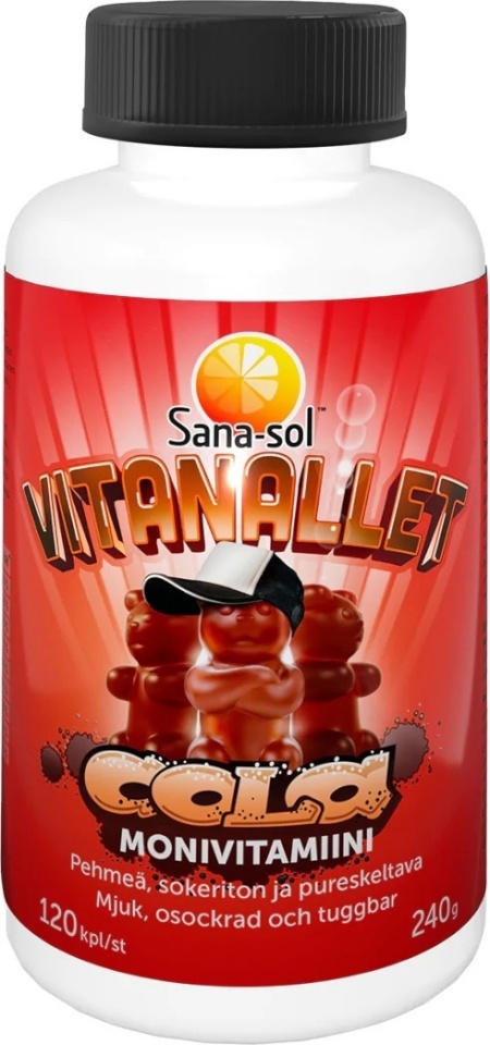 Sana-sol multivitamiin Vitanallet Cola, 120 tk.