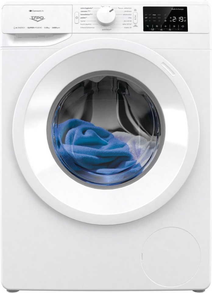 Upo pesumasin P2I914AS Washing Machine, 9kg, 1400 p/min, valge