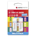 Agfaphoto mälupulk USB 3.2 Gen 1 64GB Color Mix MP2