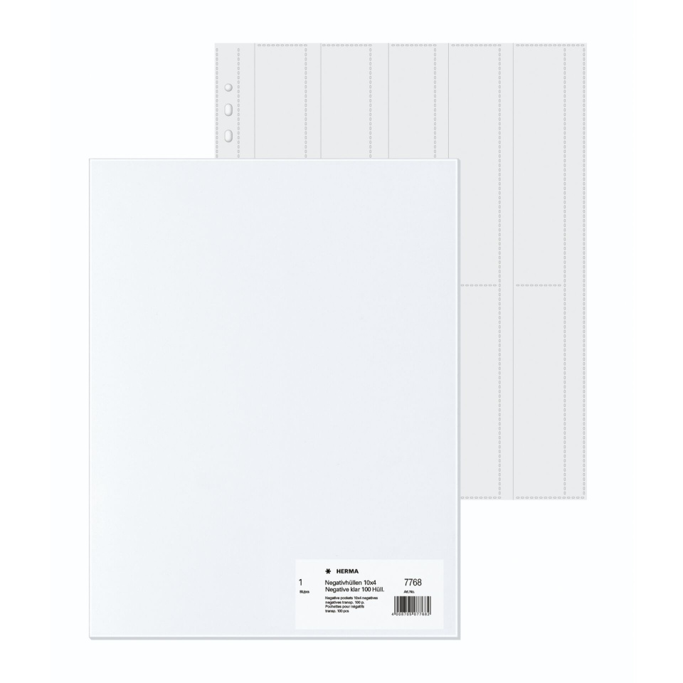 Herma negatiivitasku PP clear 100 Sheets/4-Strips 7768