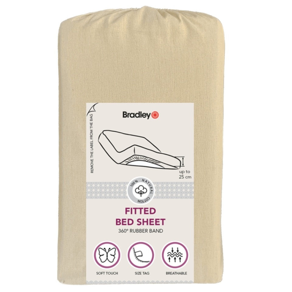 Bradley voodilina kummiga, 180 x 200 x 25 cm, tekstiilist kotis, beež