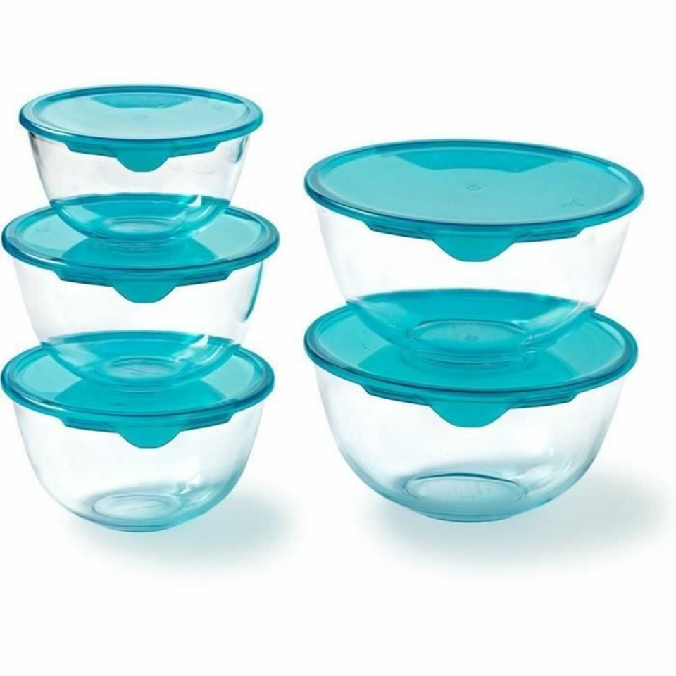 Pyrex toidukarpide komplekt läbipaistev türkiissinine 5 Tükid