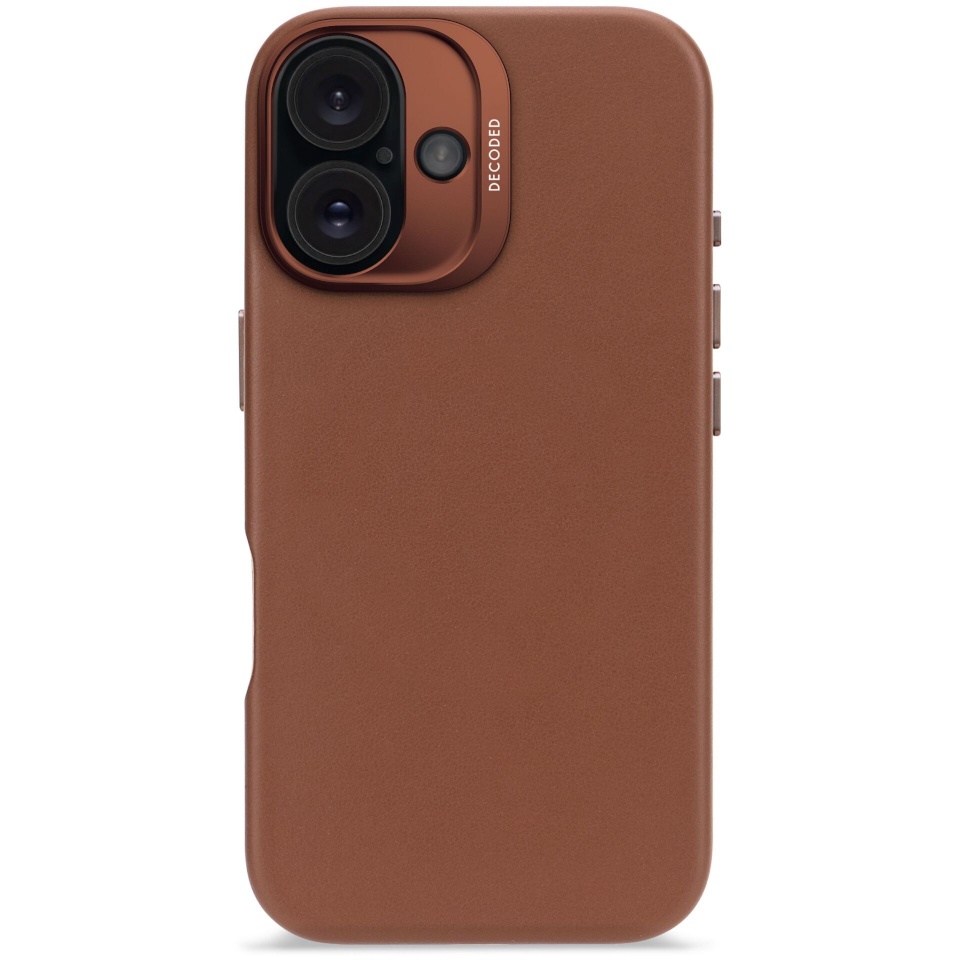 Decoded kaitsekest Leather Backcover iPhone 16 Tan