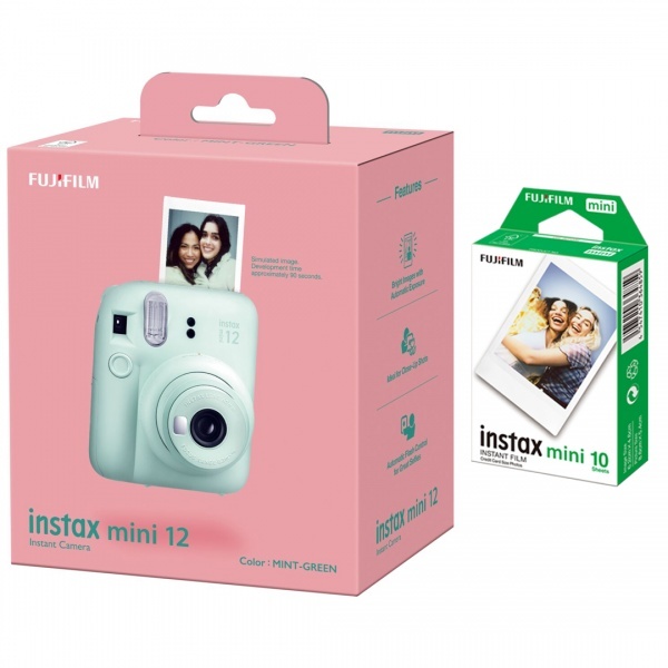 Fujifilm polaroid kaamera Instax Mini 12 Mint Green, heleroheline +  10tk fotopaber
