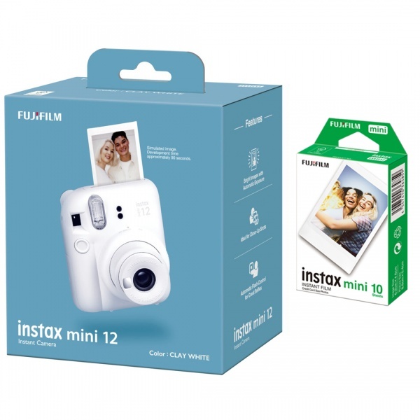 Fujifilm polaroid kaamera Instax mini 12 Clay White, valge + fotopaber Glossy (10tk)