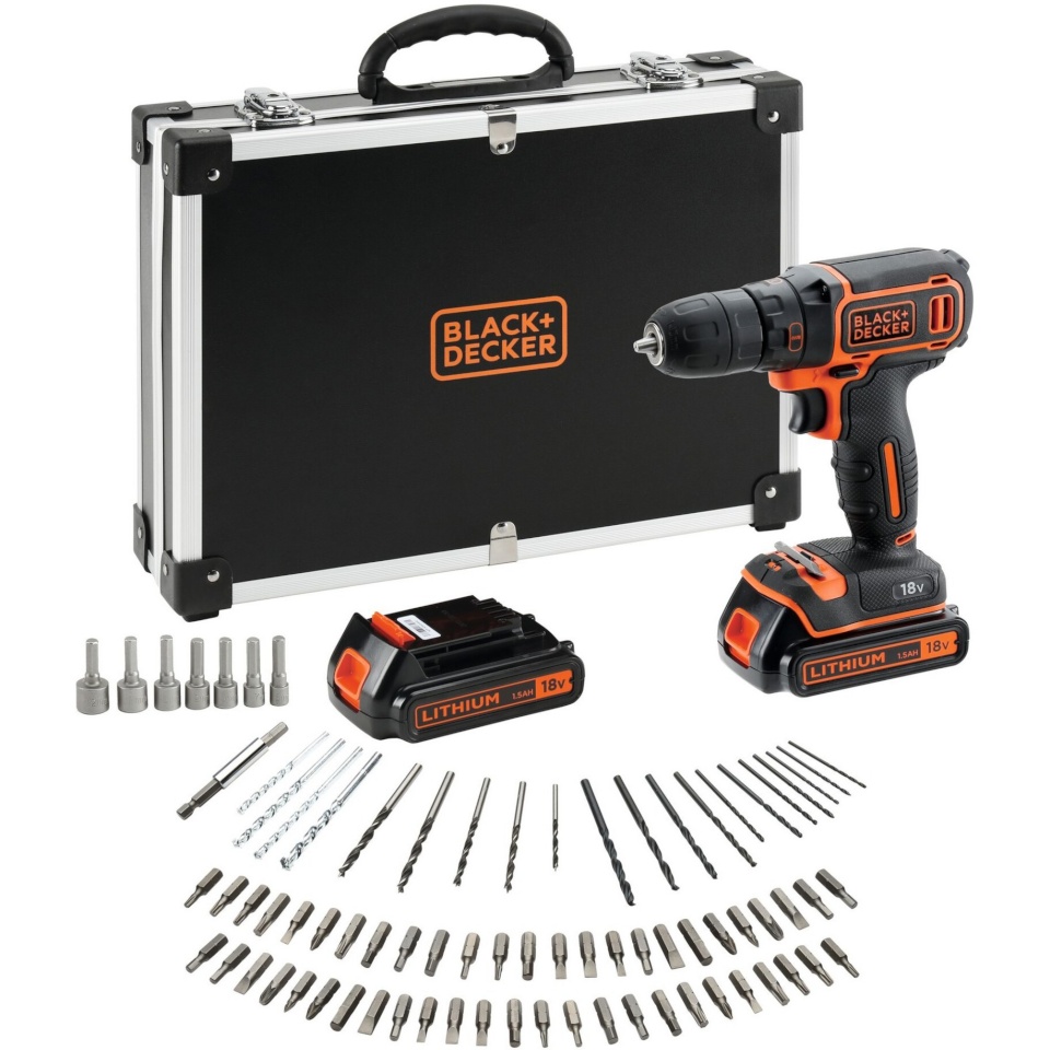 Black+Decker akutrell BDCDC18BAFC Cordless Drill/Driver 18V, must/oranž