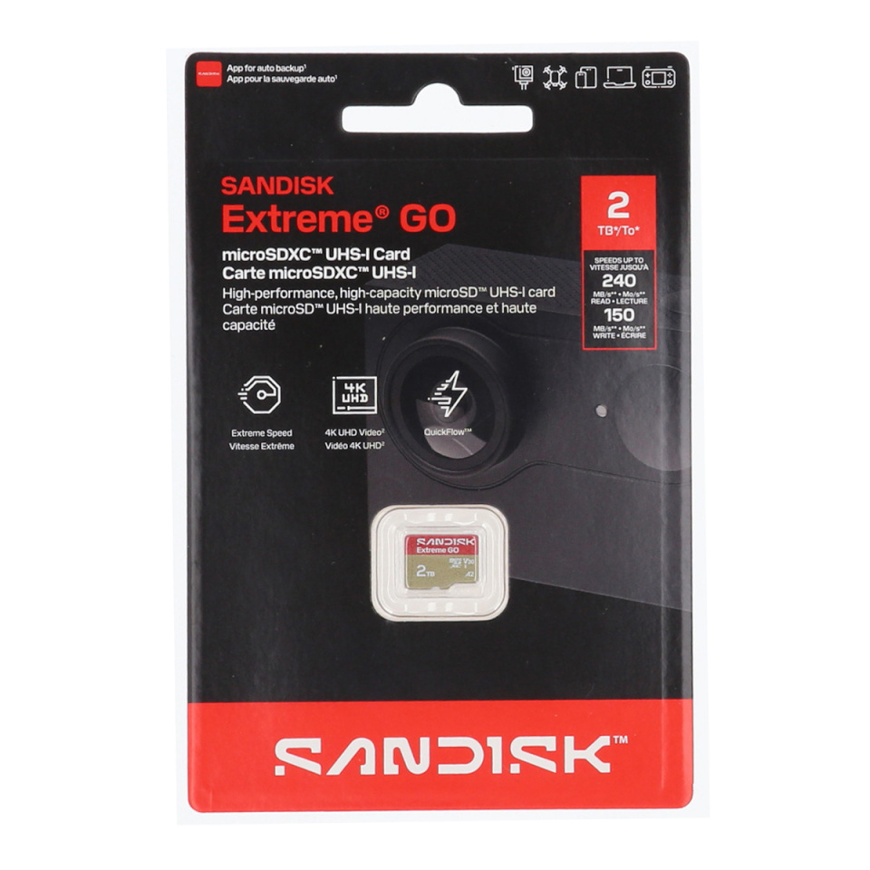SanDisk 2TB microSDXC mälukaart Extreme GO UHS-I, R240MB/s / W160MB/s, 5K