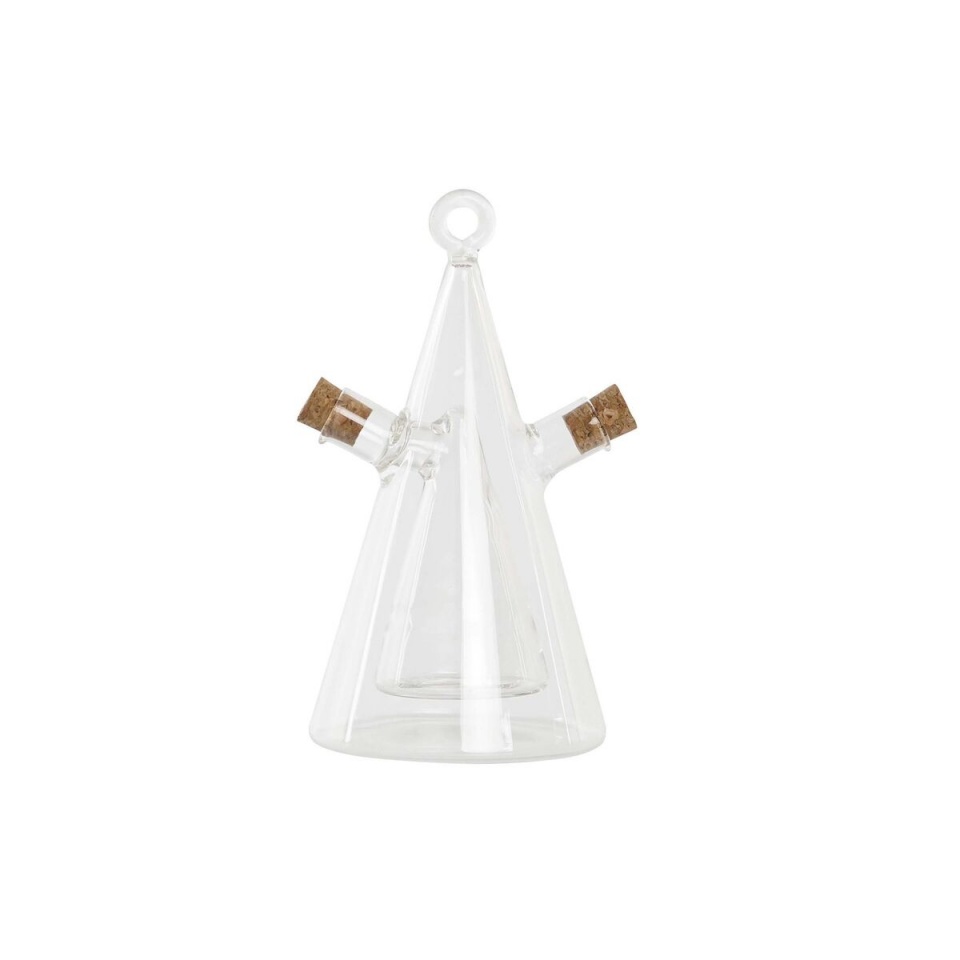 DKD Home Decor Õli ja äädika komplekt 10,5x9x18cm läbipaistev Kork 300ml Borosilikaatklaas