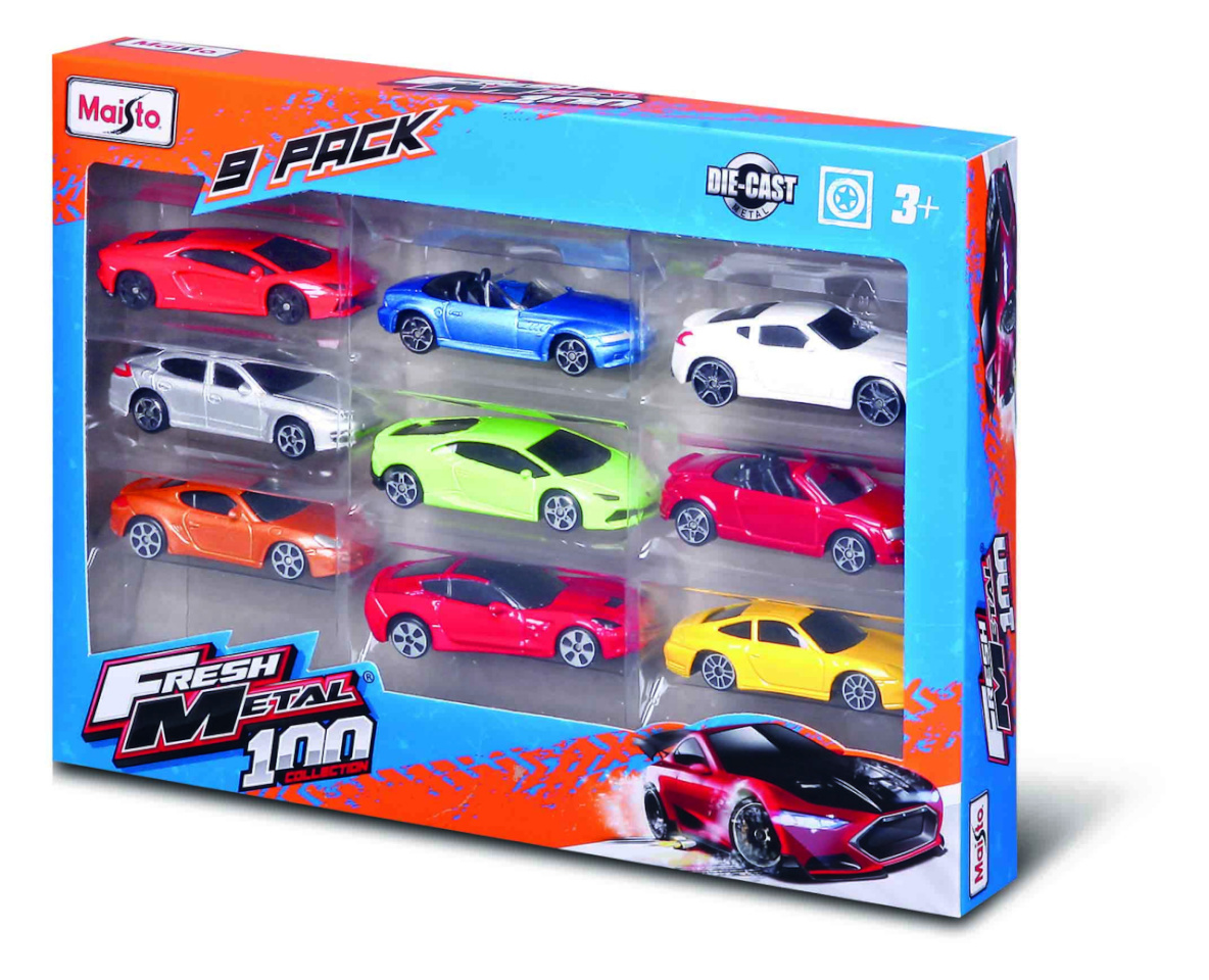 "Maisto Die-Cast auto mudelite komplekt Fresh Metal 3"", 9 pakk, 11077"