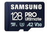 Samsung MicroSD Card PRO Ultimate 128 GB, microSDXC Memory Card, Flash memory class U3, V30, A2, SD adapter