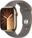 Apple Watch Series 9 GPS + Cellular 45mm Gold Stainless Steel Case with Clay Sport Band, M/L