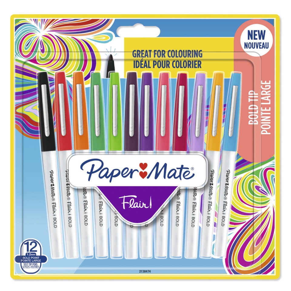 Paper Mate viltpliiatsid 1x12 Flair Felt Tip Pen Bold B