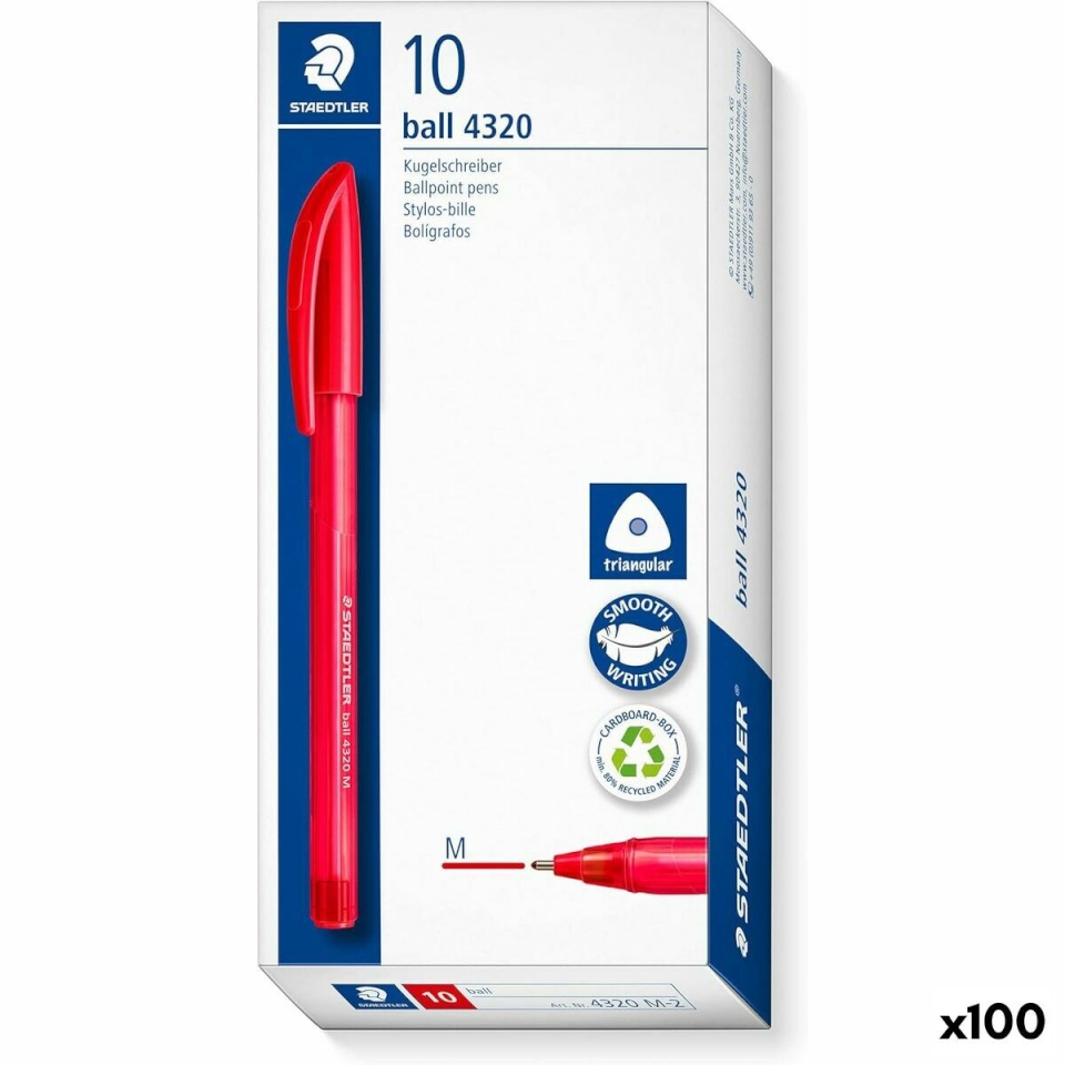 Staedtler Biro pastapliiatsite komplekt Ball 4320 punane 1 mm 100tk