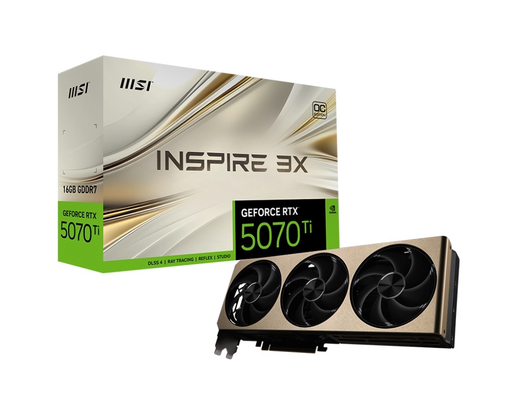 MSI videokaart GeForce RTX 5070 Ti 16G INSPIRE 3X OC PLUS | NVIDIA | 16GB | GeForce RTX 5070 Ti | GDDR7 | HDMI ports quantity 1 | PCI Express Gen 5