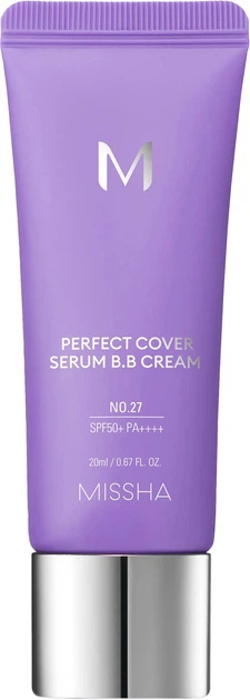 Missha BB kreem M Perfect Cover Serum B.B. Cream 20ml, No.27 Honey Beige, naistele