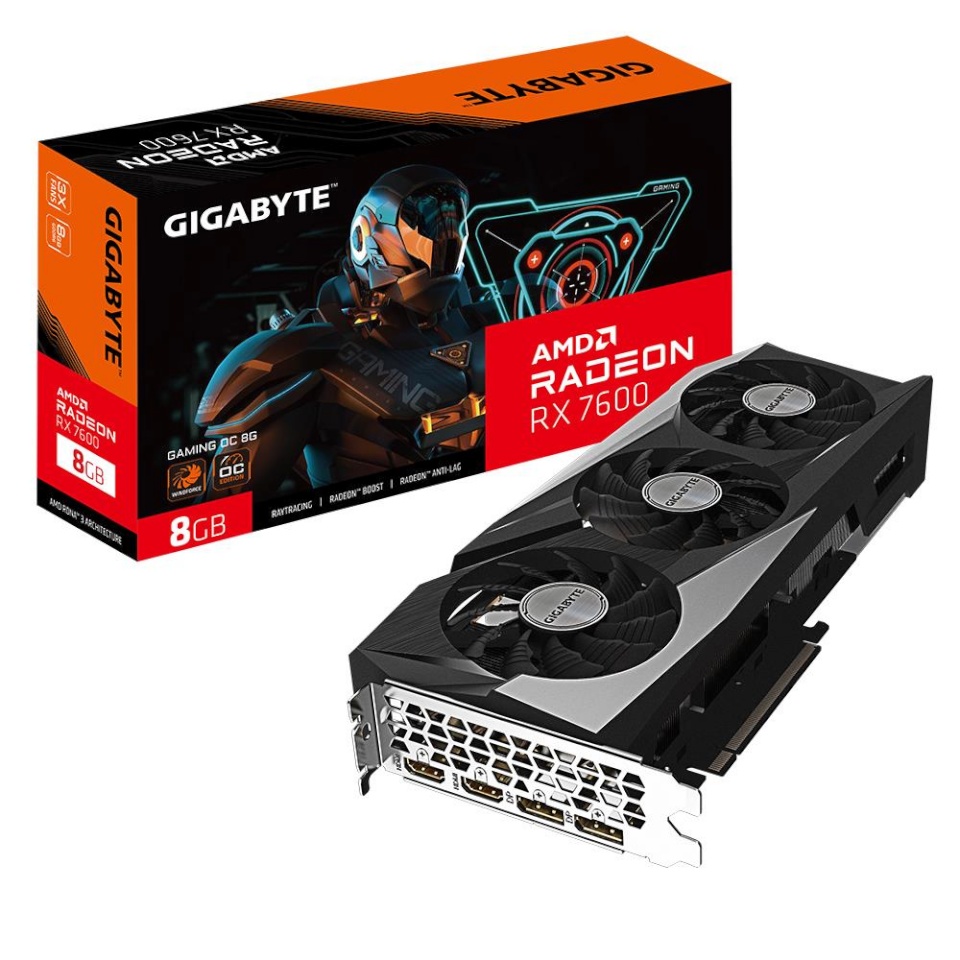 Gigabyte videokaart Radeon RX7600 Gaming OC 8G GDDR6 128bit 2xDP 2xHDMI