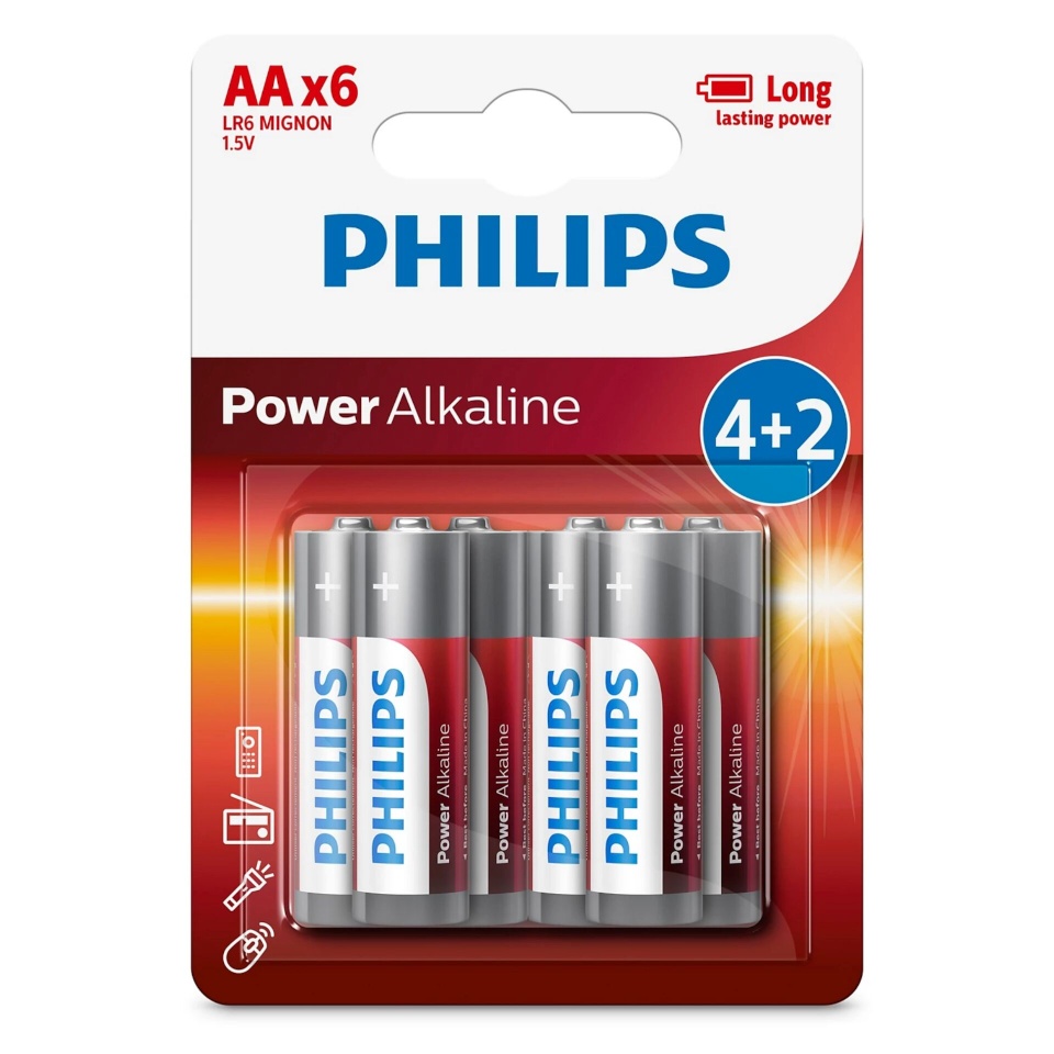 Philips patarei 1x6 Philips Power Alkaline AA Batterie Vorteilspack
