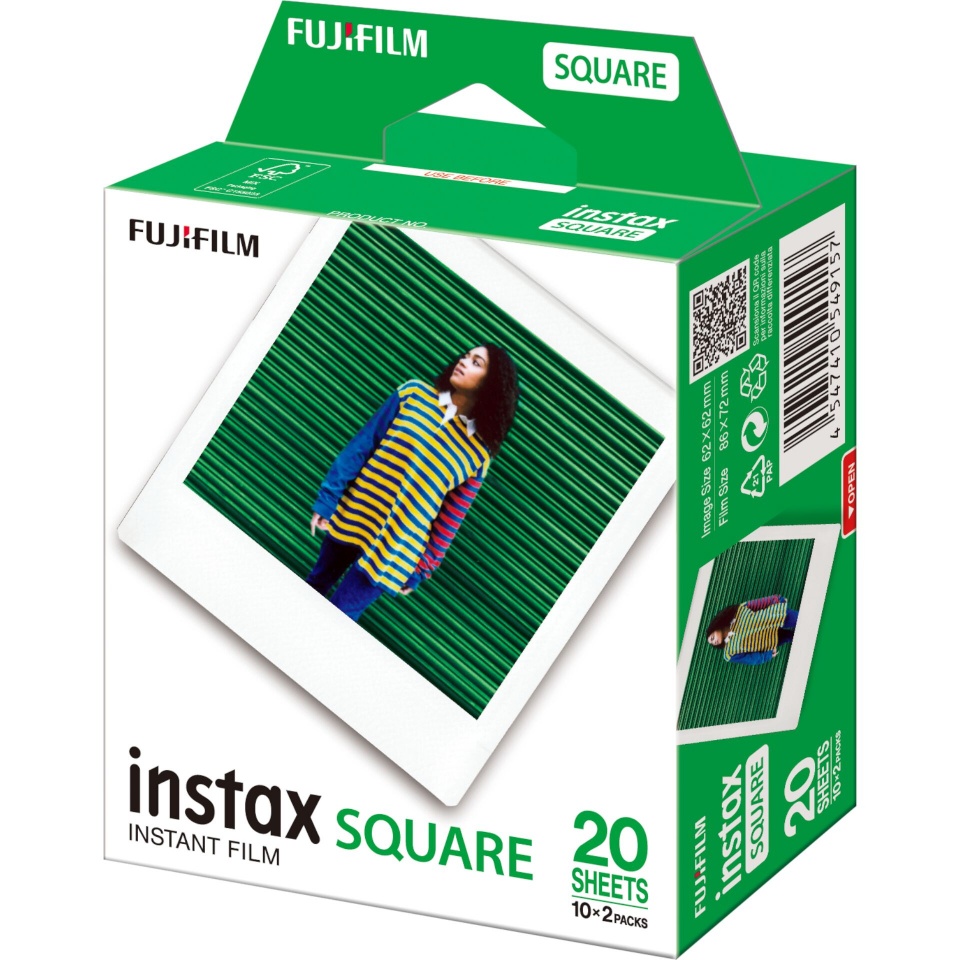 1x2 Fujifilm fotopaber Instax Square Film White Frame NEW