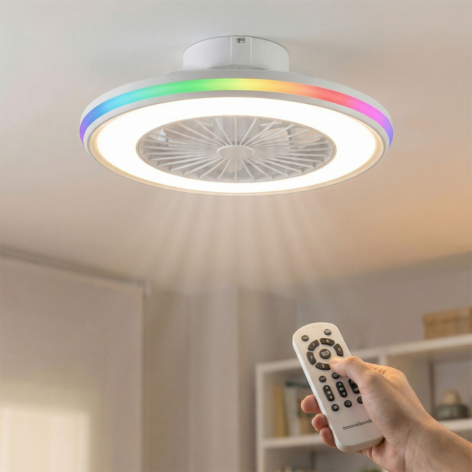 InnovaGoods Laeventilaator RGB LED-valgustiga, peidetud labade ja pultjuhtimisega Nexory