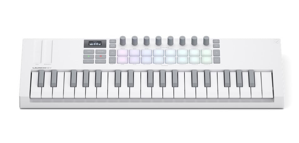Novation süntesaator Launchkey Mini 37 MIDI kontroller, valge