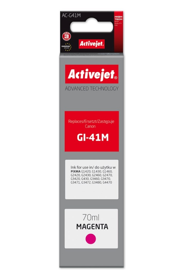 Activejet tindikassett AC-G41M Ink bottle for Canon printers, for Canon GI-41M 4544C001, Supreme, 70 ml, lilla
