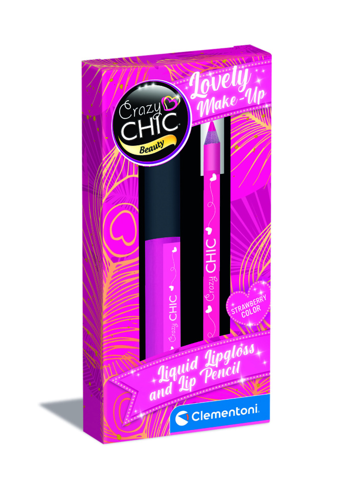 CLEMENTONI CRAZY CHIC huulepulga ja huulepliiatsi komplekt, roosa, 18910