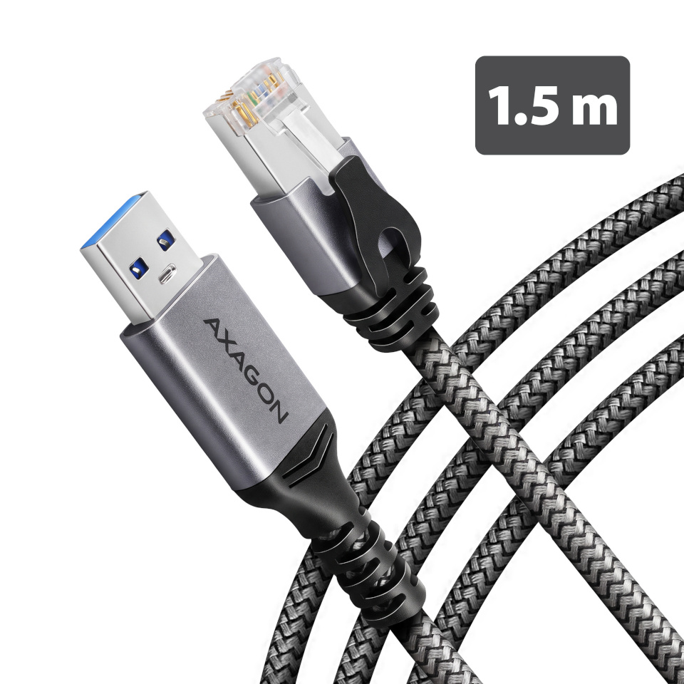 Axagon AXAGON ADE-AM15 USB-A Gigabit Ethernet adapter with integrated CAT6 RJ-45 network cable (1.5 m), Asix AX88179B