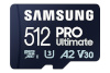 Samsung MicroSD Card PRO Ultimate 512 GB, microSDXC Memory Card, Flash memory class U3, V30, A2, SD adapter