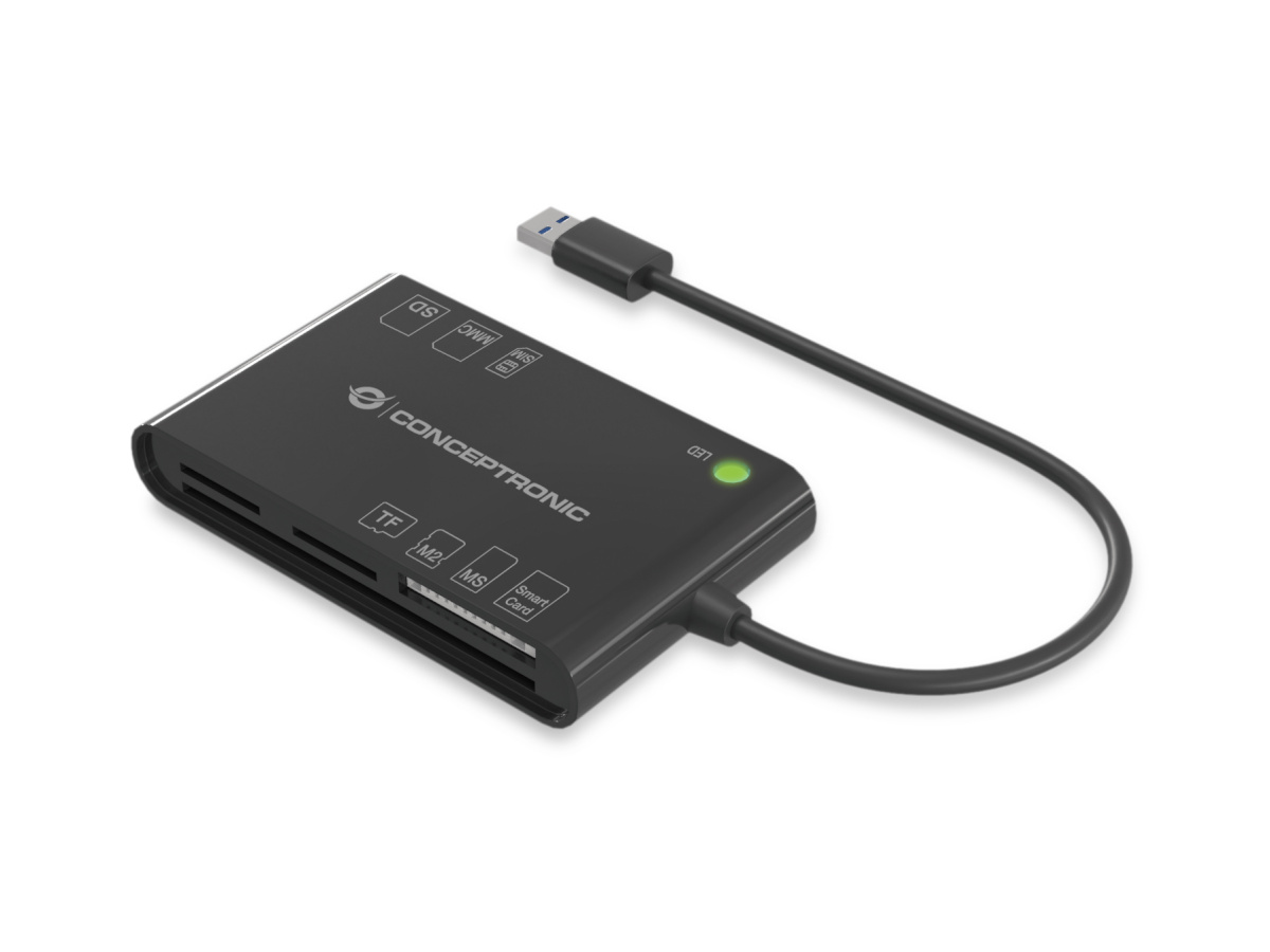 Conceptronic mälukaardilugeja Smart ID Card Reader All-In-One must