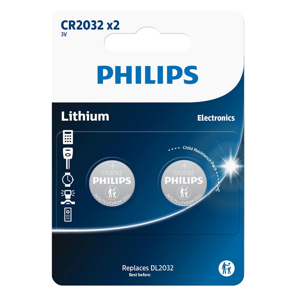 Philips patarei 1x2 Philips Lithium 3.0V CR2032 Knopfzelle