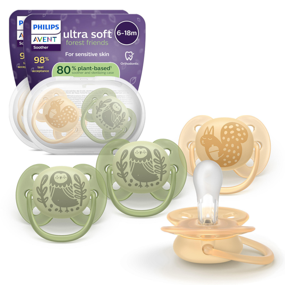 Philips Avent Ultra Soft lutt, 6–18 kuud, 4 tk, beež/roheline