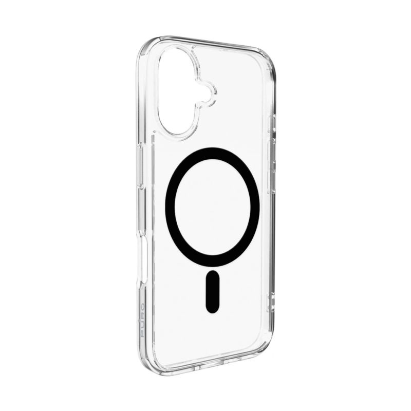 Puro Lite Mag Case Compatible with MagSafe for iPhone 17 - Transparent with Black Ring must / iPhone 17