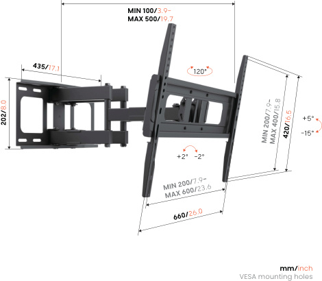 Vogelsi seinakinnitus Vogel's Up 6055 Forward Motion+ TV-L