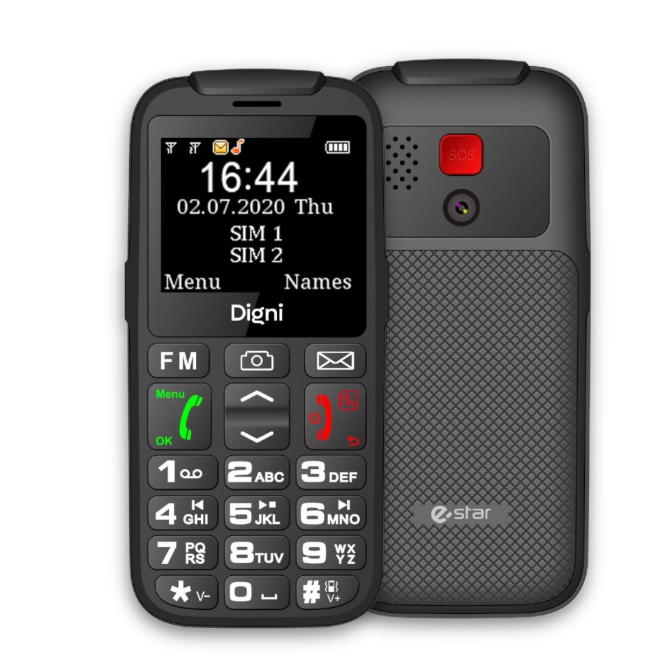 eSTAR mobiiltelefon Digni Talk Senior Phone Dual SIM must Black