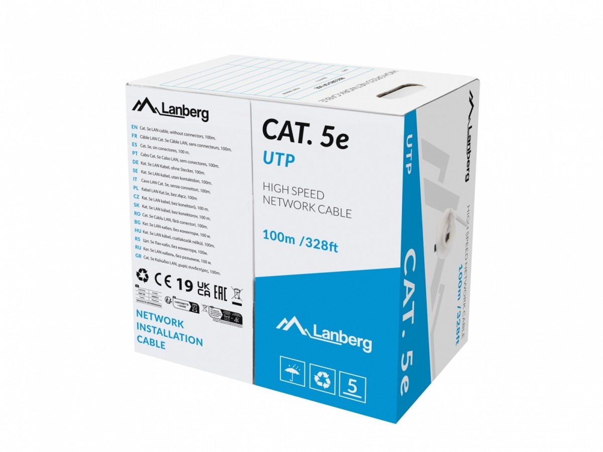 Lanberg võrgukaabel Cable LAN UTP kat.5E 100M Drut CU hall fluke passed