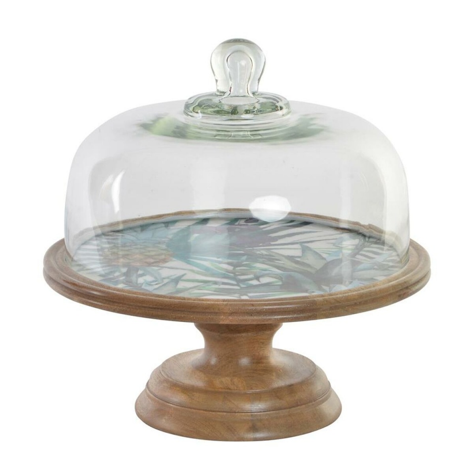 DKD Home Decor Suupistete alus Kristall naturaalne roheline Mangopuit Troopiline (30x30x33cm)